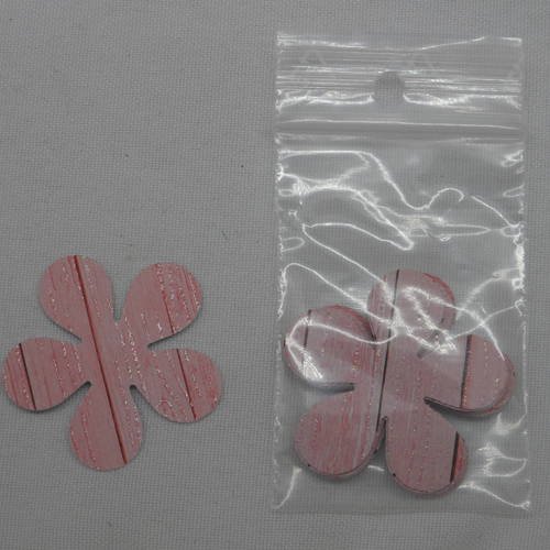 N°161 lot de 10 fleurs en papier rose avec des traits fins et paillettes  pour  embellissement 