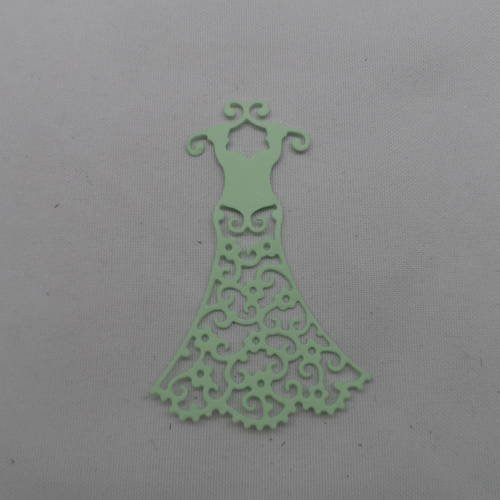 N°137 petite robe sur cintre en papier  vert tendre   découpage fin