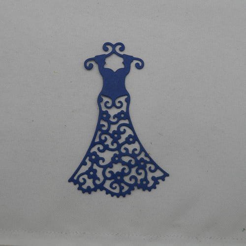 N°137 petite robe sur cintre  en papier  bleu marine   découpage fin