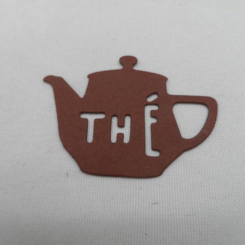 N°329  petite théière thé   en papier marron  découpage