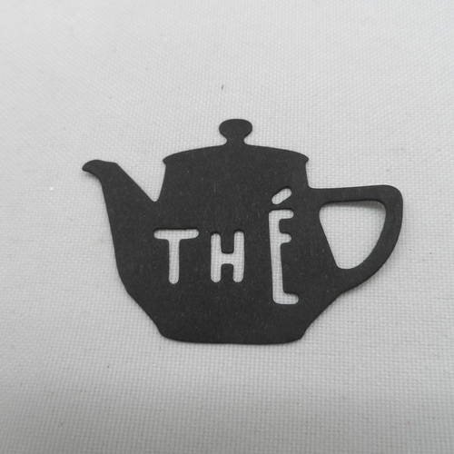 N°329 petite théière thé   en papier noir découpage