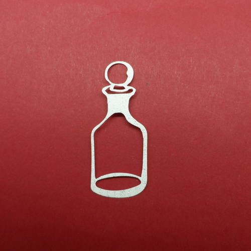 N°325  petite carafe en papier tapisserie  blanc à paillette découpage 