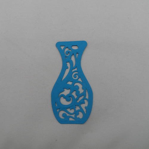 N°288 vase ciselé   en papier bleu turquoise découpage  fin 