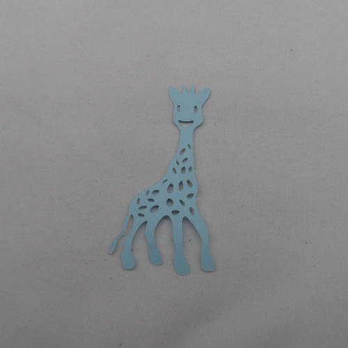 N°273 jolie girafe sophie  en papier bleu ciel  découpage  fin 