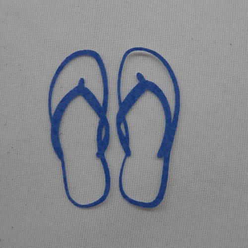 N°311 d'une paire de tong  en papier tapisserie bleu  découpage 