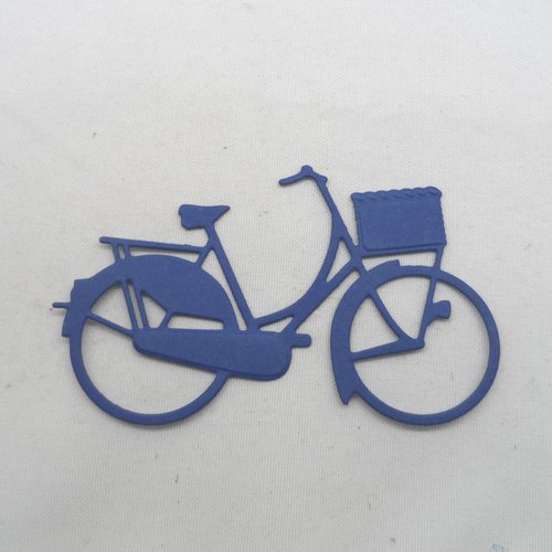 N°240  d'un grand vélo  en papier bleu marine  avec panier découpage fin 