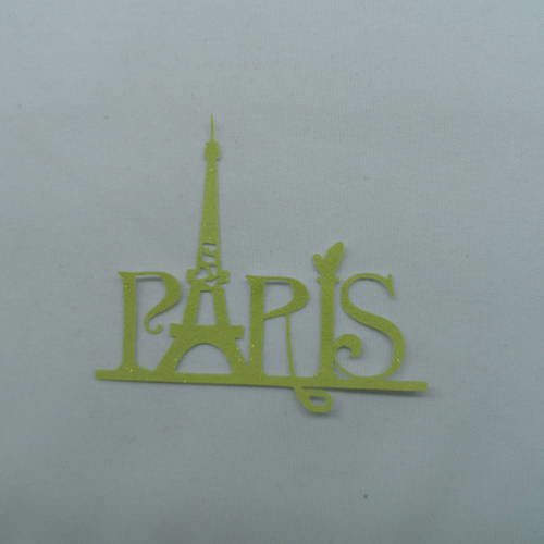 N°241  du mot paris en papier  tapisserie vert à paillette découpage fin