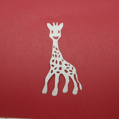 N°273 jolie girafe sophie  en papier tapisserie lin brillant beige  découpage  fin 