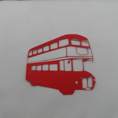 N°296 bus à étages en papier rouge  découpage  fin 