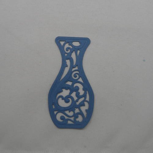 N°288 vase ciselé   en papier bleu découpage  fin 