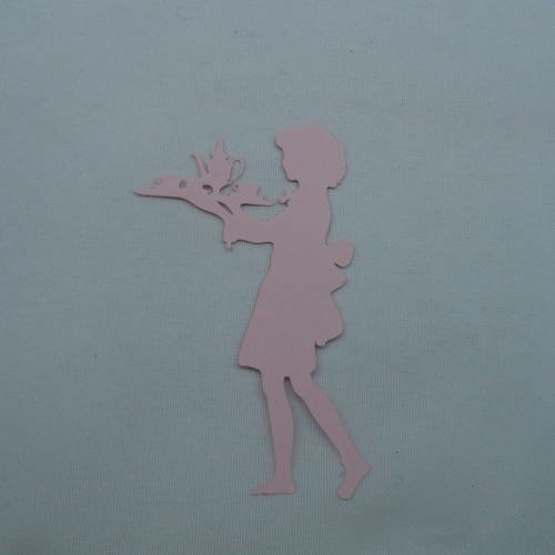 N°287  femme portant un plateau de café    en papier rose découpage  fin 