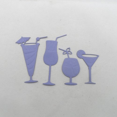 N°278 lot de quatre verres à cocktails   en papier violet découpage  fin et gaufrage