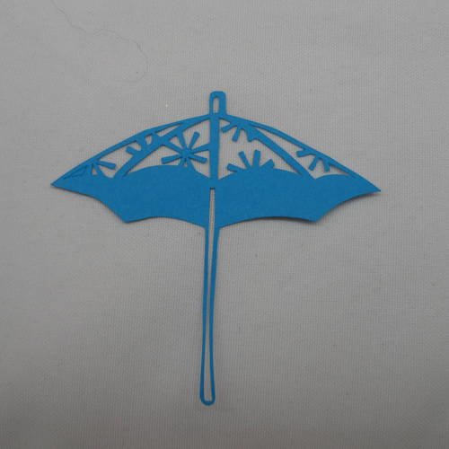 N°275  joli parasol   en papier bleu turquoise  découpage  fin 