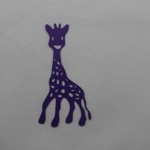 N°273 jolie girafe sophie  en papier violet  foncé  découpage  fin 