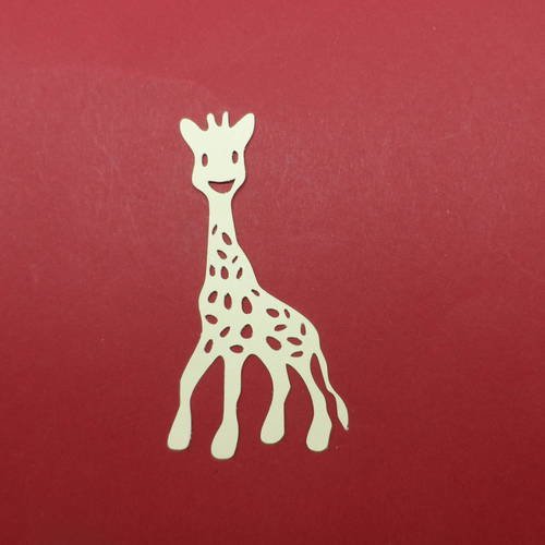 N°273 jolie girafe sophie  en papier jaune pale "écru"  découpage  fin 
