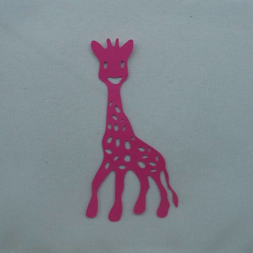 N°273 jolie girafe sophie  en papier fuchsia découpage  fin 