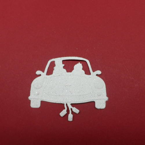 N°141  d'une voiture de mariage boites de conserves en papier tapisserie blanc à paillette  thème mariage   découpage et gaufrage