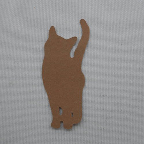 N°258 chat   en papier marron   découpage  fin