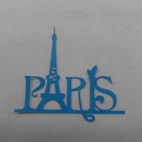N°241  du mot paris en papier bleu découpage fin