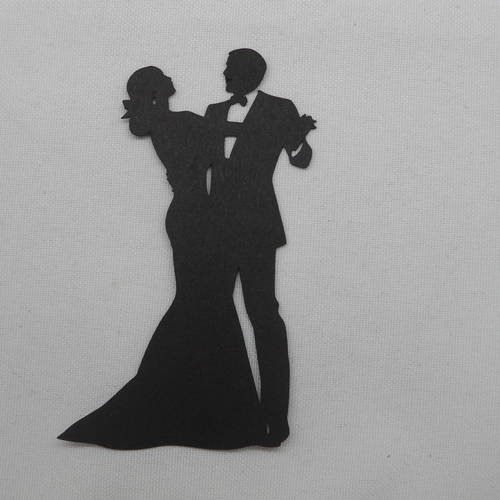 N°245  d'un couple de danseur   en papier noir découpage  fin