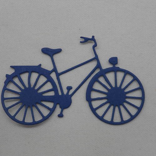 N°239  d'un petit vélo   en papier bleu marine découpage  fin 