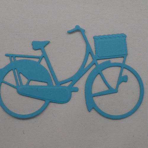 N°240  d'un grand vélo en papier  bleu turquoise  avec panier découpage fin 