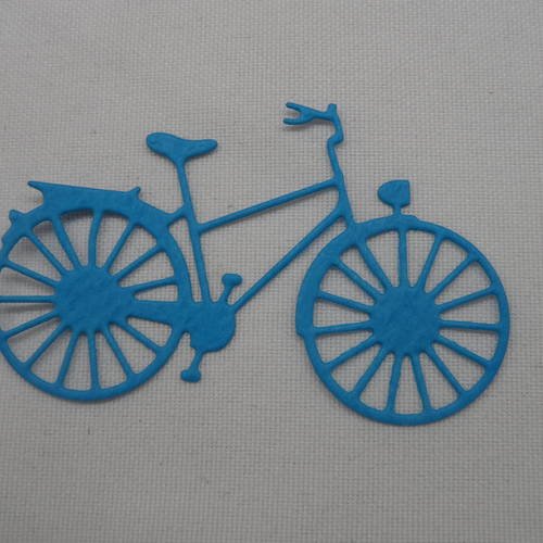 N°239  d'un petit vélo   en papier bleu turquoise découpage  fin