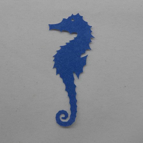 N°222 hippocampe poisson en papier bleu découpage - Un grand marché