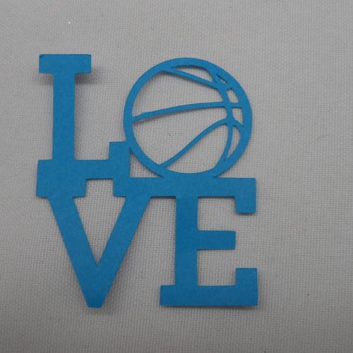 N°212  love avec un ballon  en papier bleu turquoise   découpage  fin
