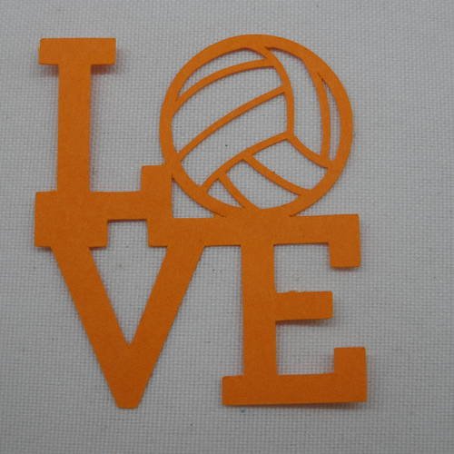 N°210   love avec un ballon  en papier orange   découpage  fin