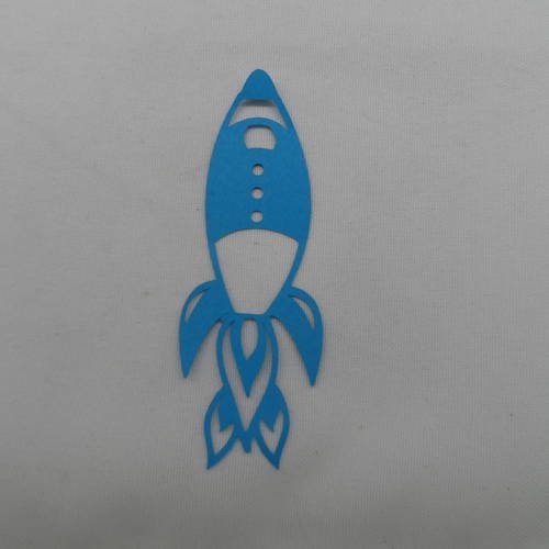 N°204 d'une petite fusée fine en papier bleu turquoise