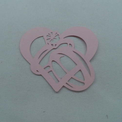 N°203 d'un cœur entrelacé avec deux bagues une alliance et alliance avec un diamant  en papier   rose