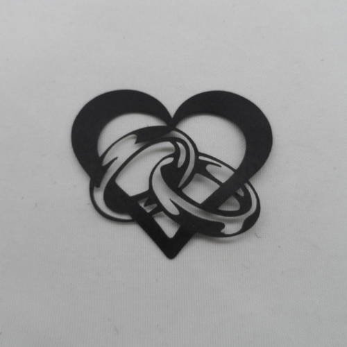 N°113   d'un cœur entrelacé avec des alliances  en papier  noir découpage fin 