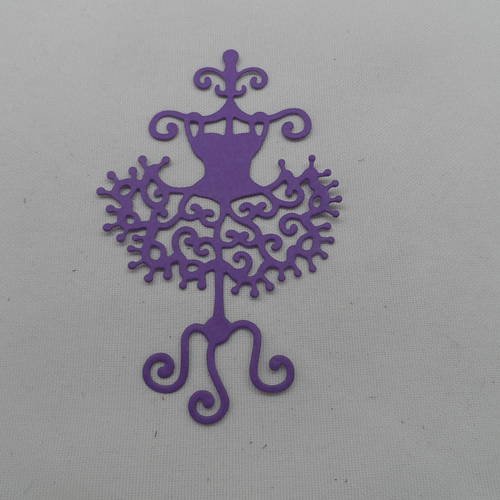N°140 petite robe sur porte manteau  en papier   violet  découpage fin