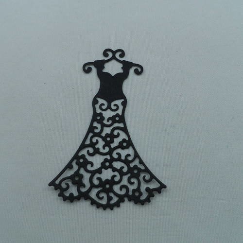 N°137 petite robe sur cintre en papier  noir découpage fin