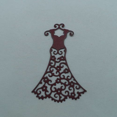 N°137 petite robe sur cintre  en papier bordeaux découpage fin