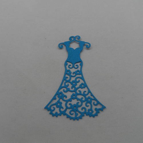 N°137 petite robe sur cintre  en papier  bleu turquoise   découpage fin