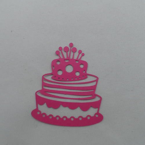 N°135 gâteau à étages en papier fuchsia    découpage fin