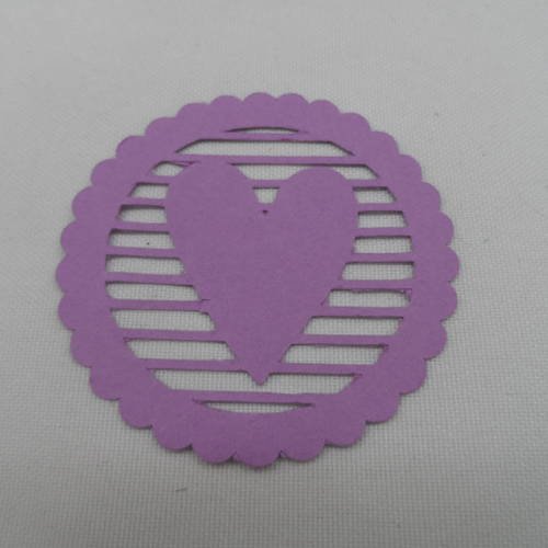N°115 cercle dentelé cœur "rayures" en papier violet   découpage 