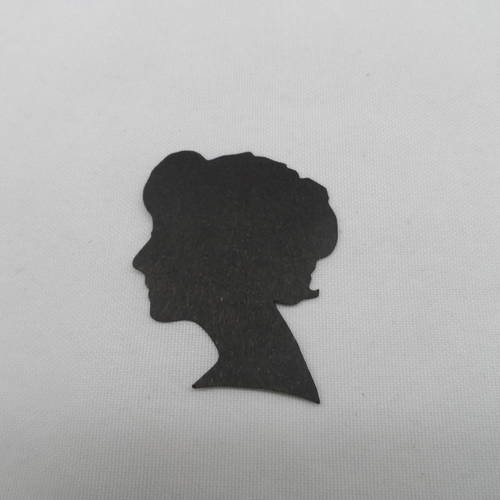 N°127  tête de femme de profil  en papier noir   découpage 