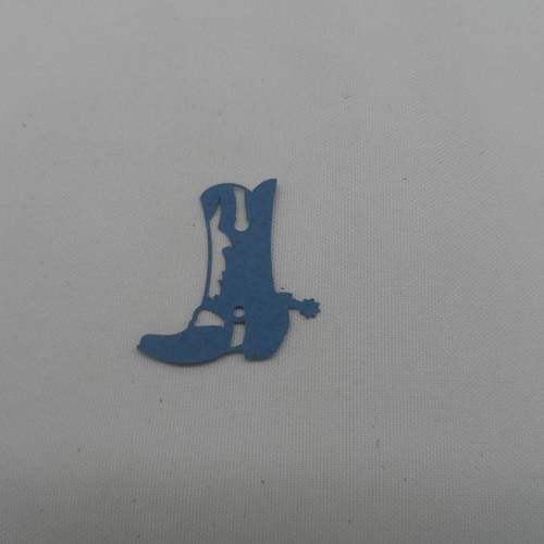 N°118 d'une botte de cow-boy  en papier bleu "jean" découpage fin 