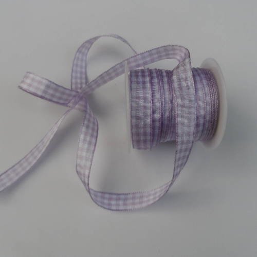 N°170 ruban fantaisie vichy violet et blanc vendu au mètre 