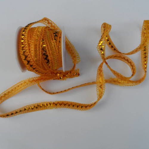 N°170 ruban fantaisie vendu au mètre orange avec petit  triangle doré 