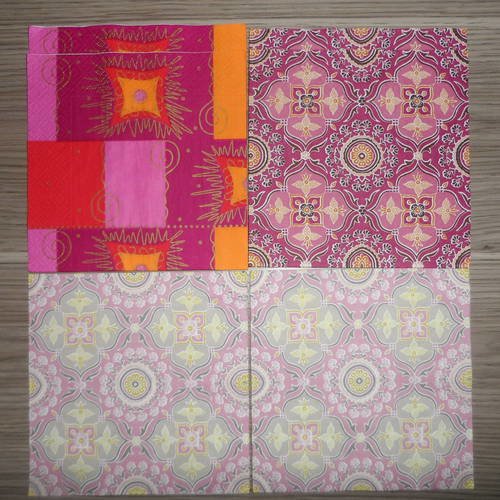 N°160 lot de 6 serviettes 3 motifs différents  en papier 