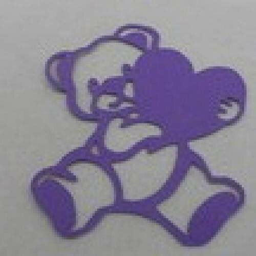 N°1 ourson avec un cœur  en papier violet n°2  découpage  fin