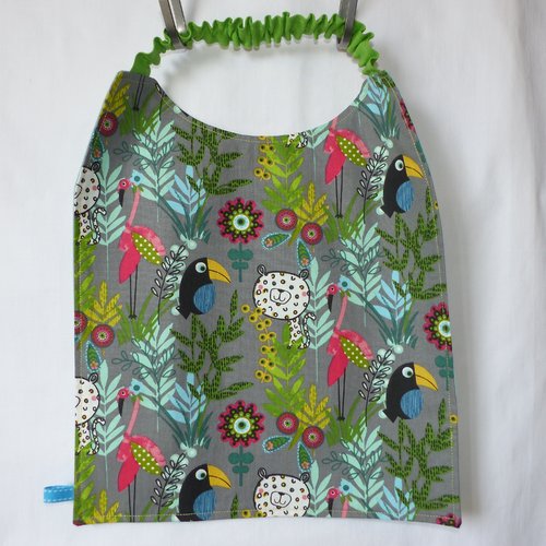 Serviette de cantine, serviette maternelle élastiquée, animaux, toucans