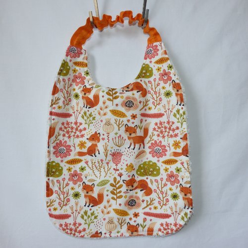 Bavoir bébé élastiqué, bavoir 3 mois en coton et éponge de bambou, motif renards