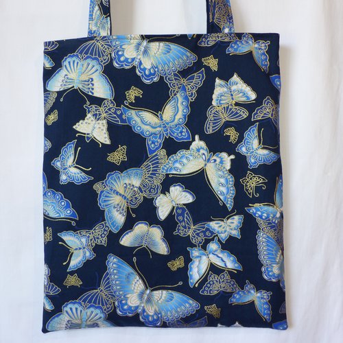 Sac en tissu japonais, sac papillons, tote bag original en tissu japonais