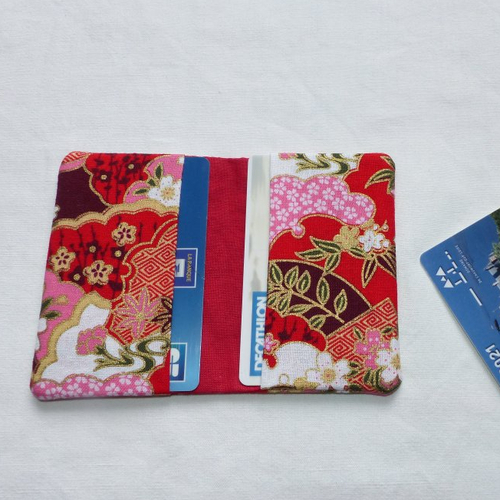 Porte-cartes deux compartiments en tissu japonais, étui cartes pratique