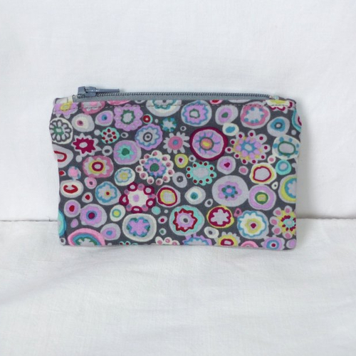 Mini pochette zippée en tissu kaffe fassett, étui en tissu